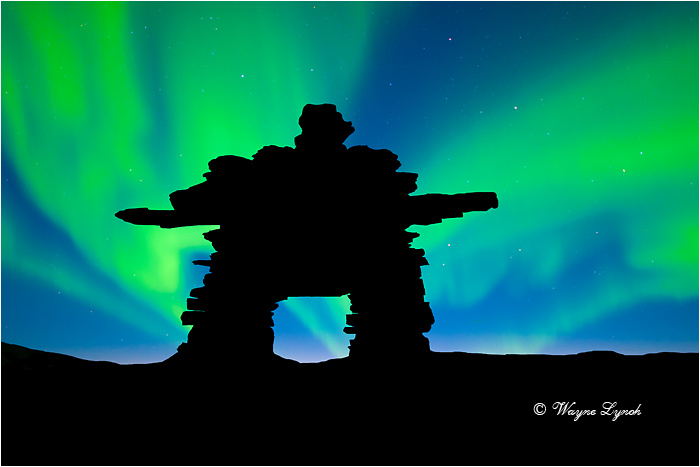 Inukshuk & the Northern Lights by Dr. Wayne Lynch &copy;